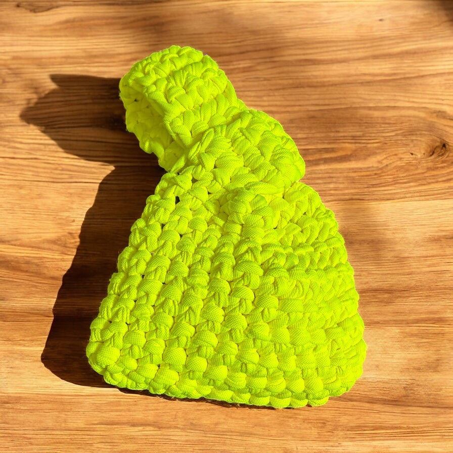 Bolso Mano Crochet Verde Lima Estilo Nudo