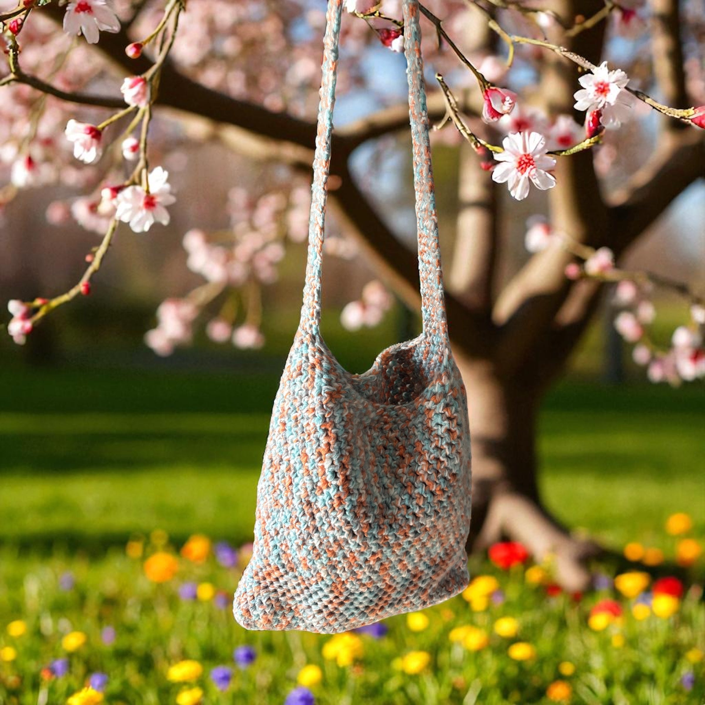 BOLSO TEJDO A CROCHET ESTILO BANDOLERA CON MONEDERO
