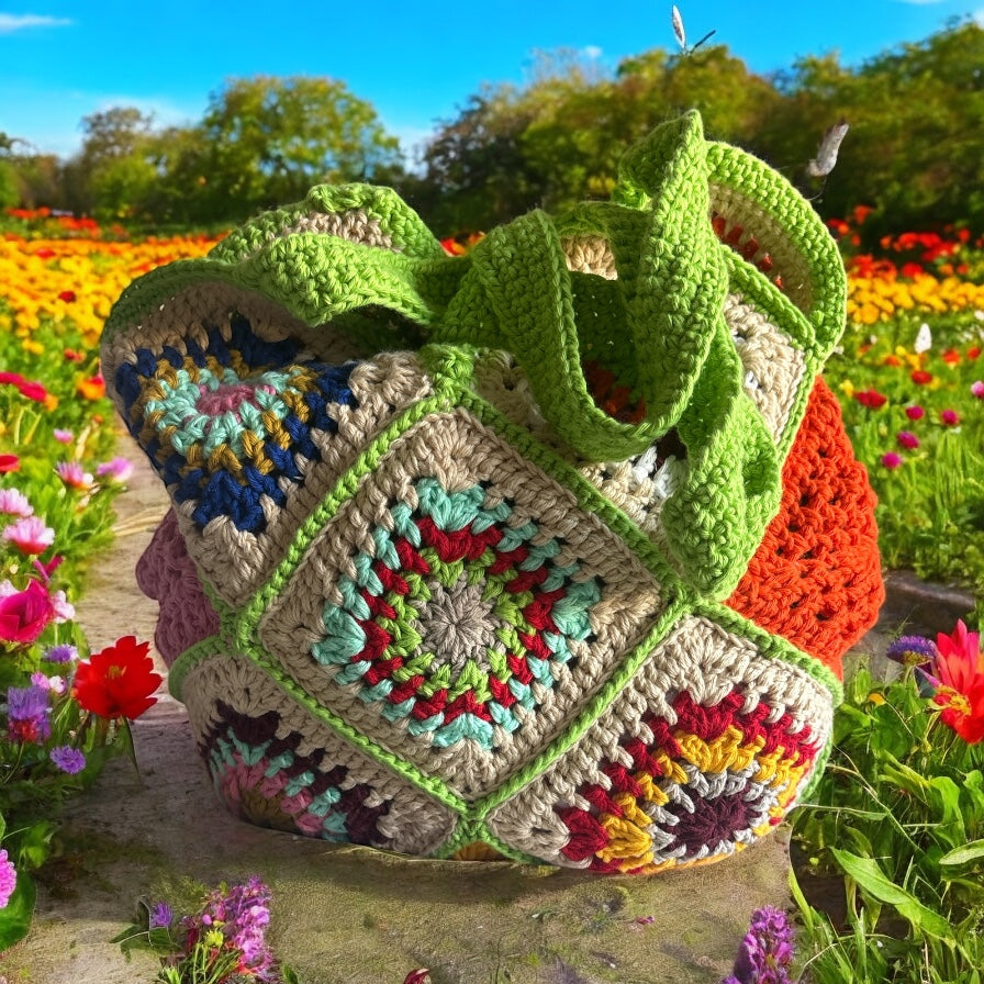 BOLSO DISEÑO GRANNY HECHO A MANO
