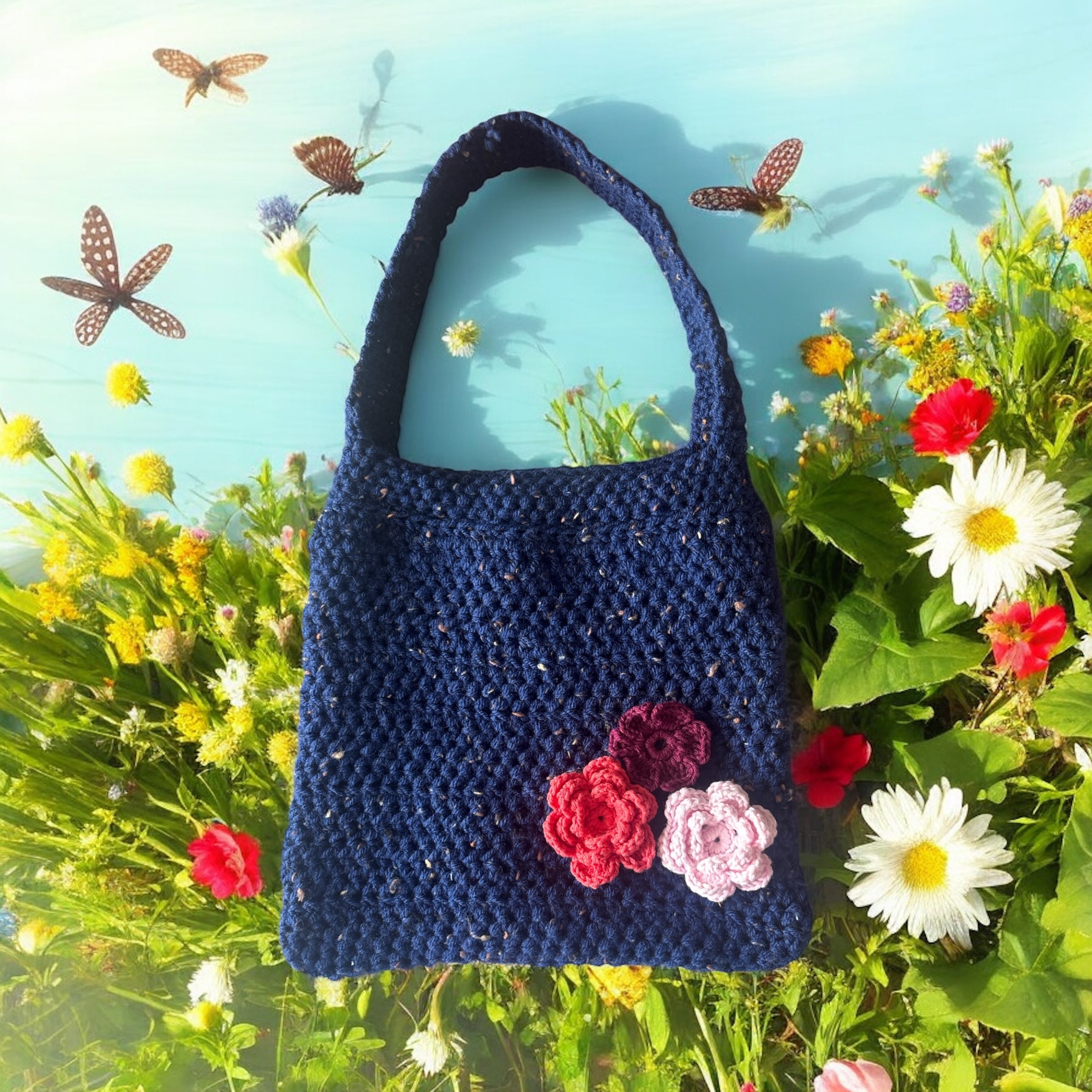 BOLSO BANDOLERA MEDIANA TEJIDA A CROCHET