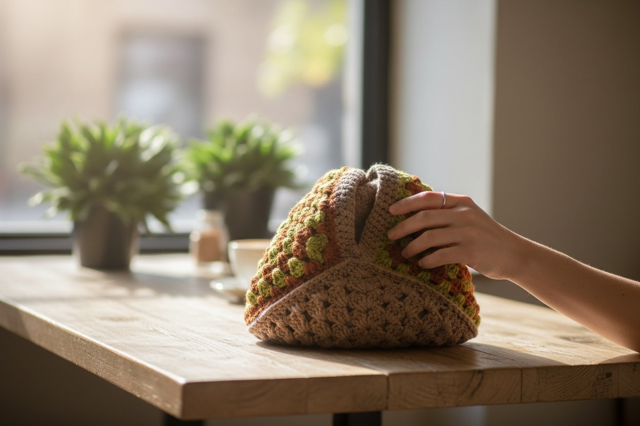 BOLSO DISEÑO GRANNY TEJIDO A CROCHET