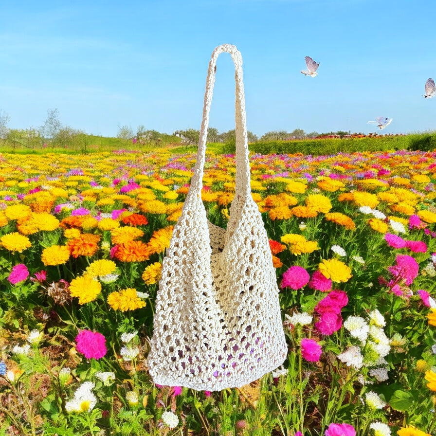 BOLSO CALADO TEJIDO A CROCHET DE HILO AMARILLO