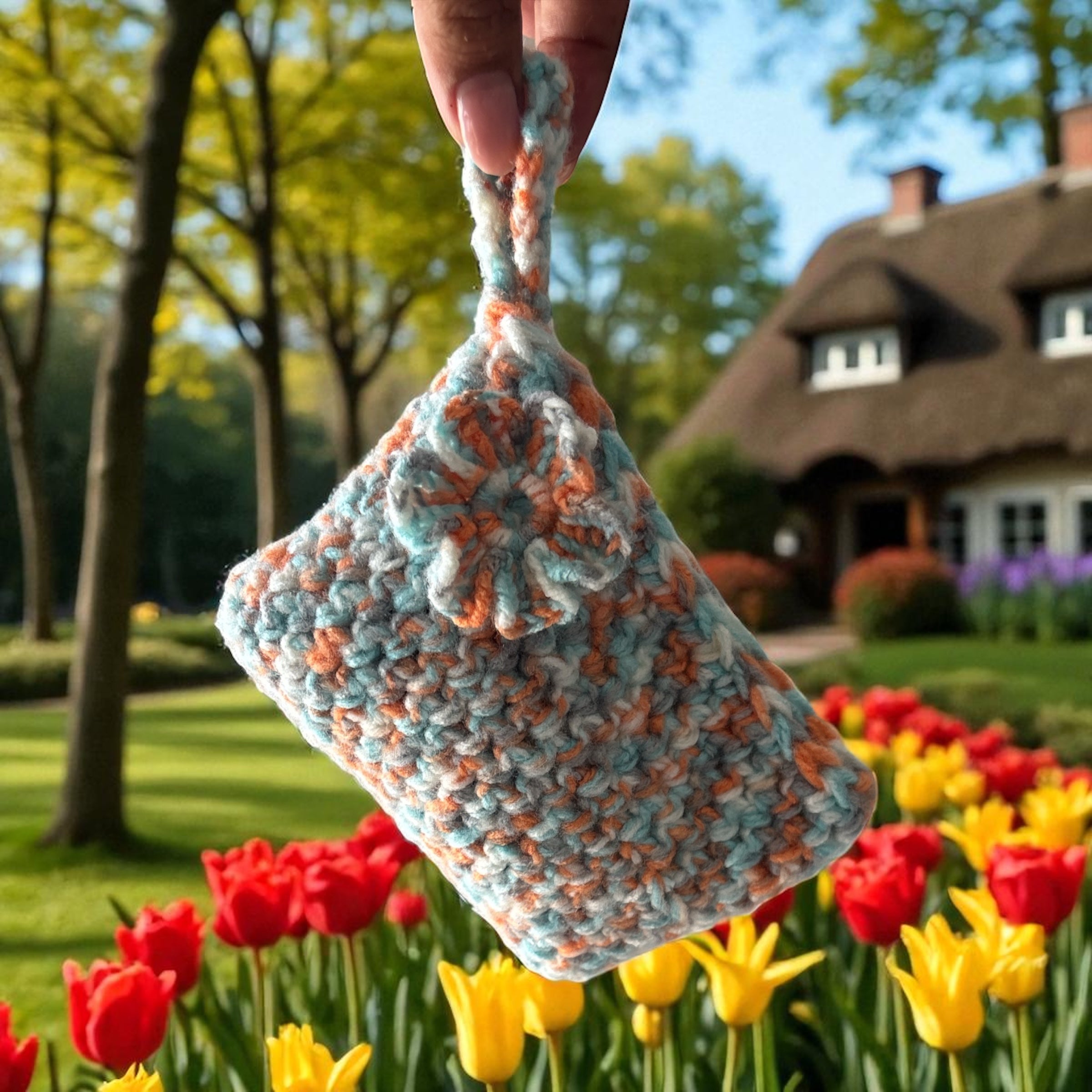 BOLSO TEJDO A CROCHET ESTILO BANDOLERA CON MONEDERO