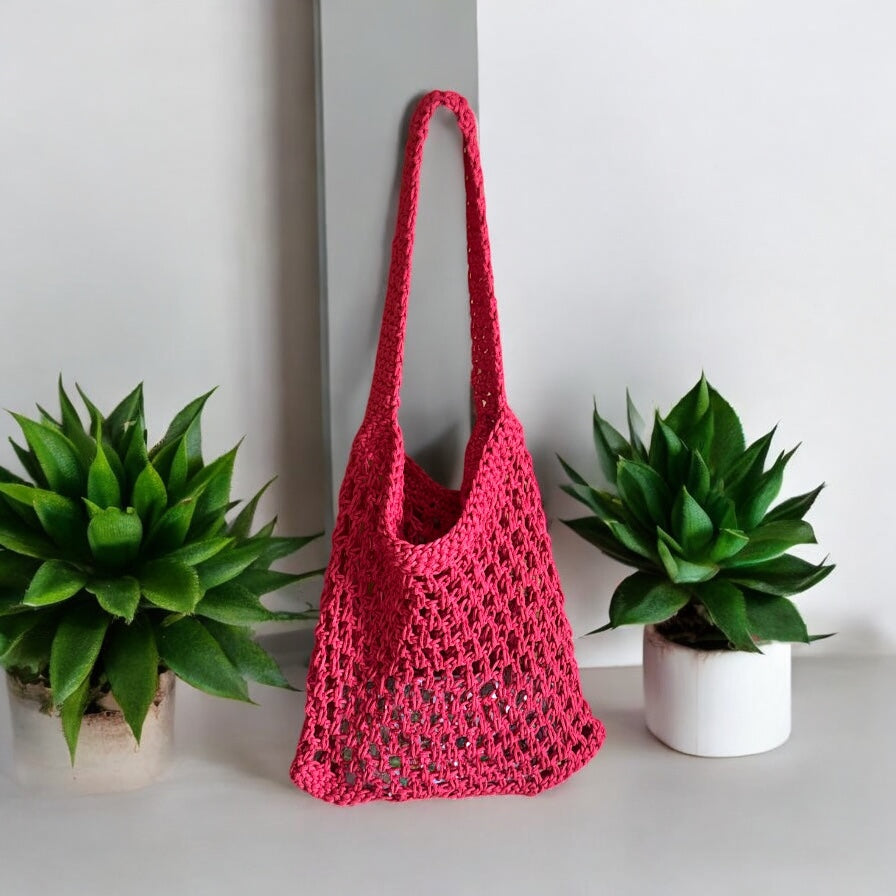 BOLSO CALADO TEJIDO A CROCHET ROJO