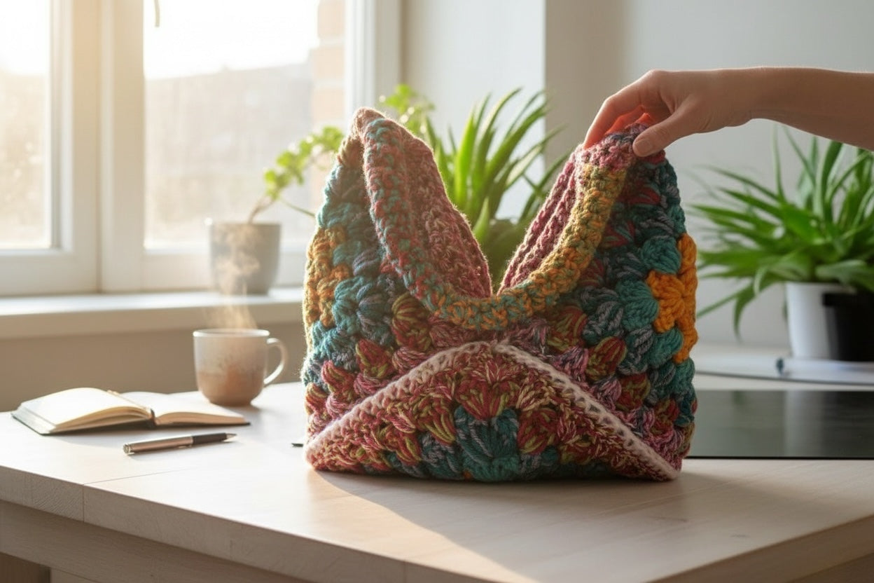 BOLSO DISEÑO GRANNY TEJIDO A CROCHET