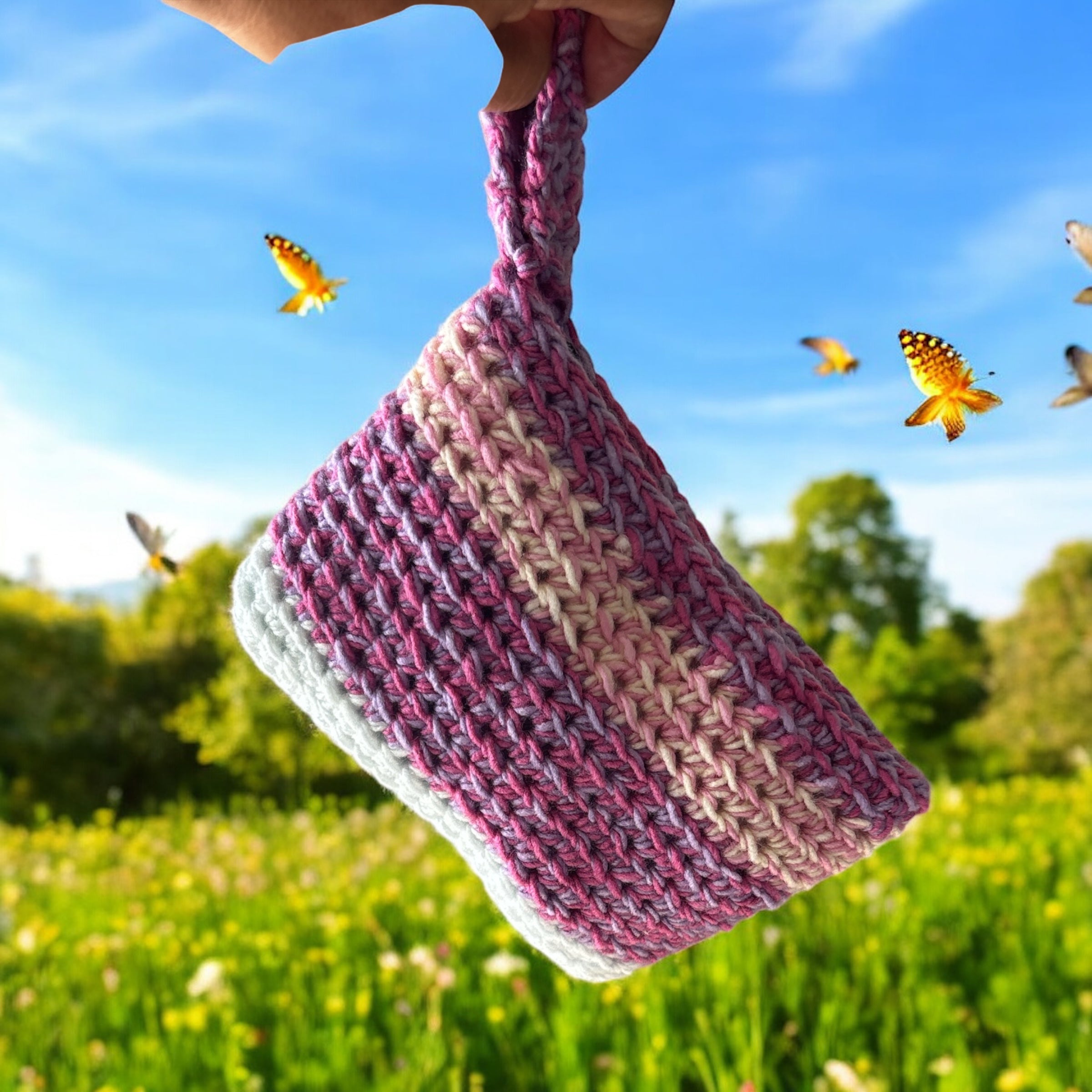 BOLSO TEJIDO A CROCHET ESTILO BANDOLERA CON MINI CARTERA