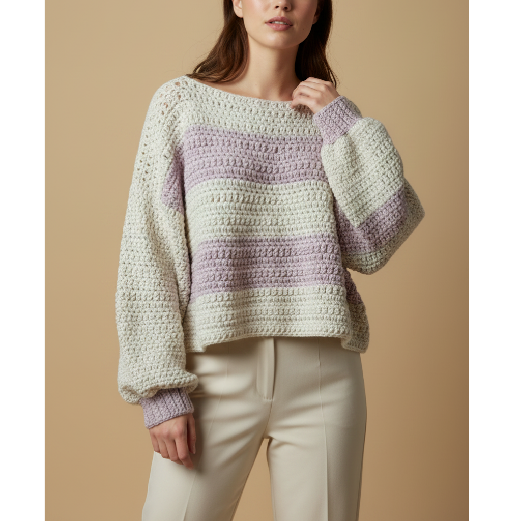 Jersey Crochet Oversized Beige Lavanda