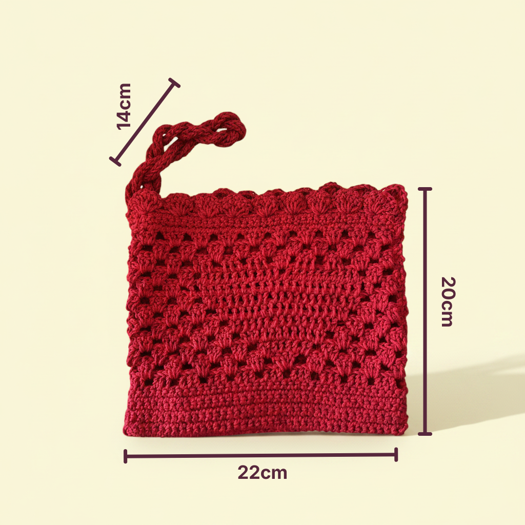 Bolso Crochet Rojo Asa Trenzada