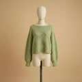 Jersey Crochet Cropped Verde Oliva