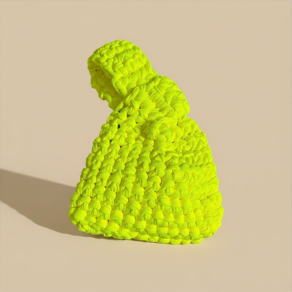 Bolso Mano Crochet Verde Lima Estilo Nudo