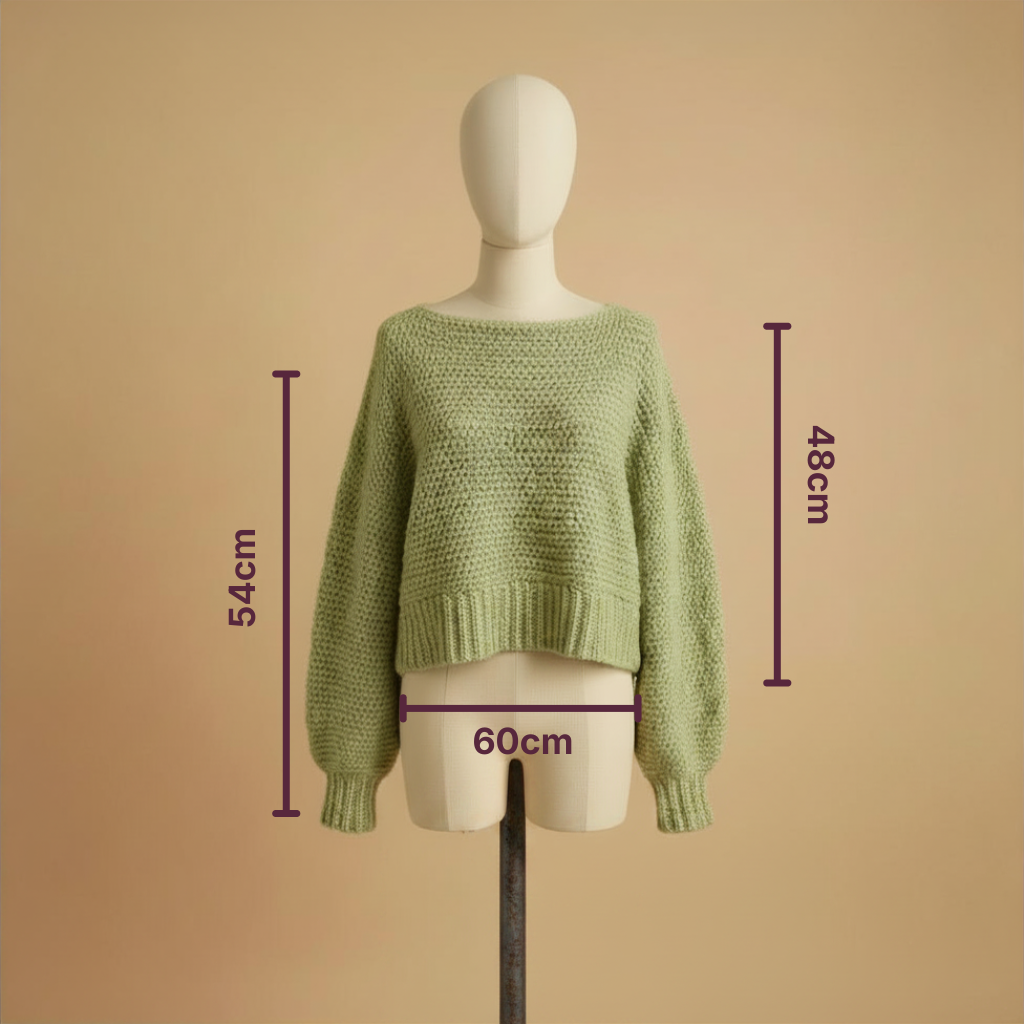 Jersey Crochet Cropped Verde Oliva