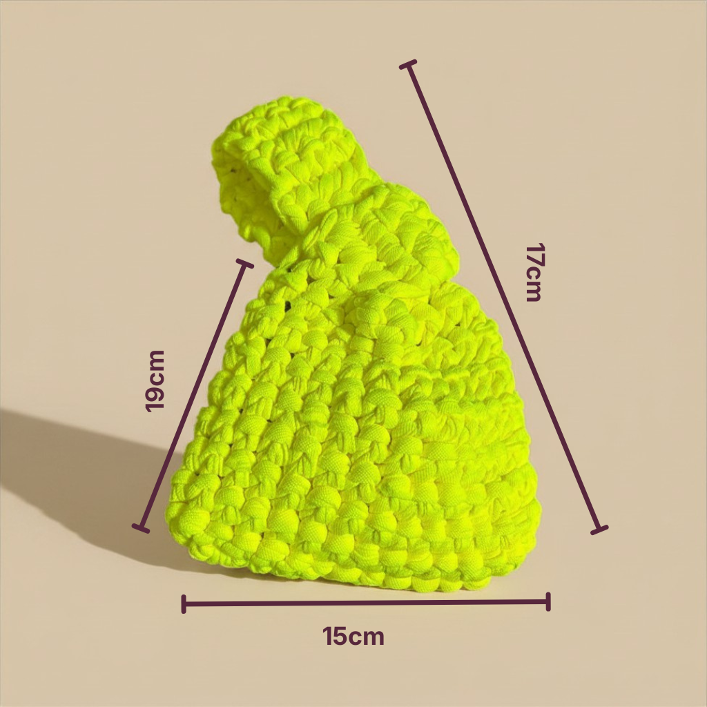 Bolso Mano Crochet Verde Lima Estilo Nudo