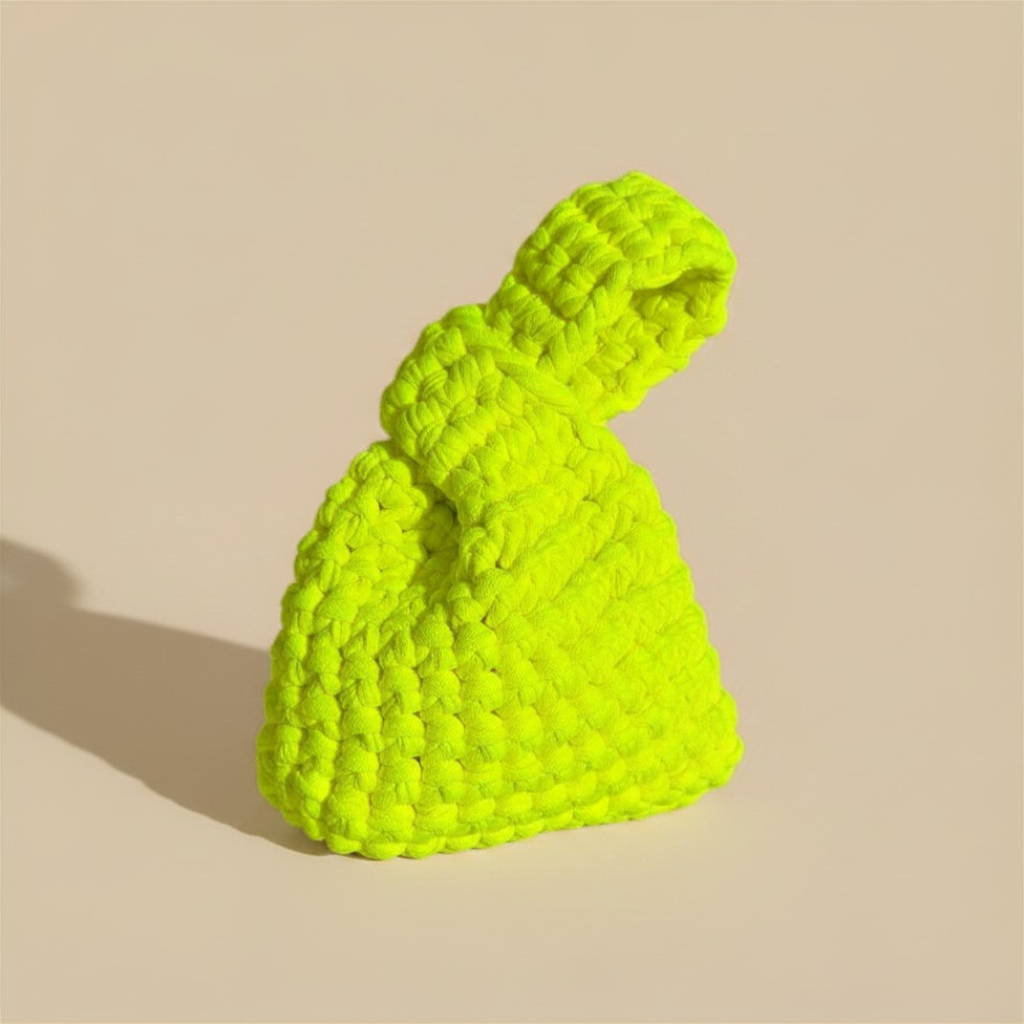 Bolso Mano Crochet Verde Lima Estilo Nudo