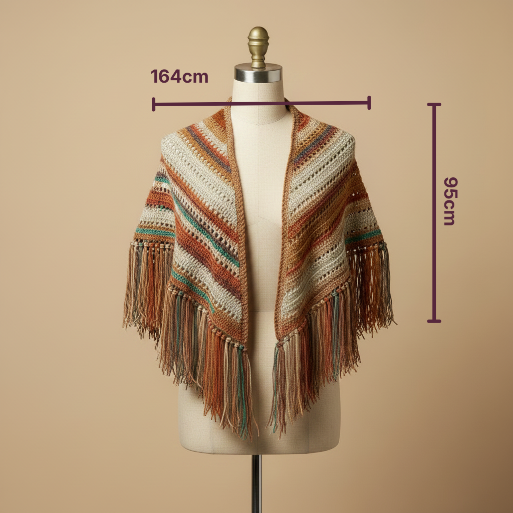 Chal Crochet Colores Tierra con Flecos