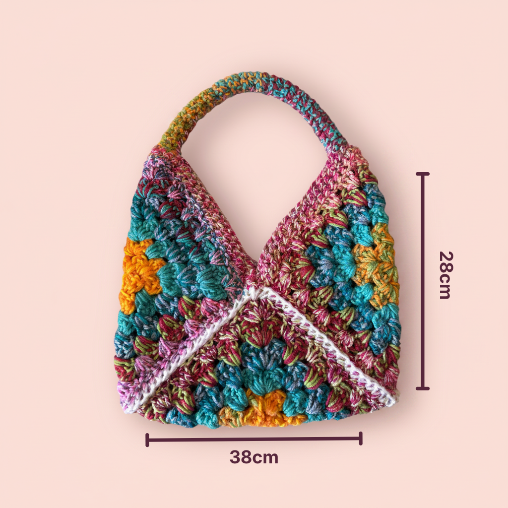 BOLSO DISEÑO GRANNY TEJIDO A CROCHET