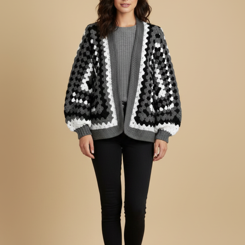 Chaqueta Crochet Granny Square Monocromática