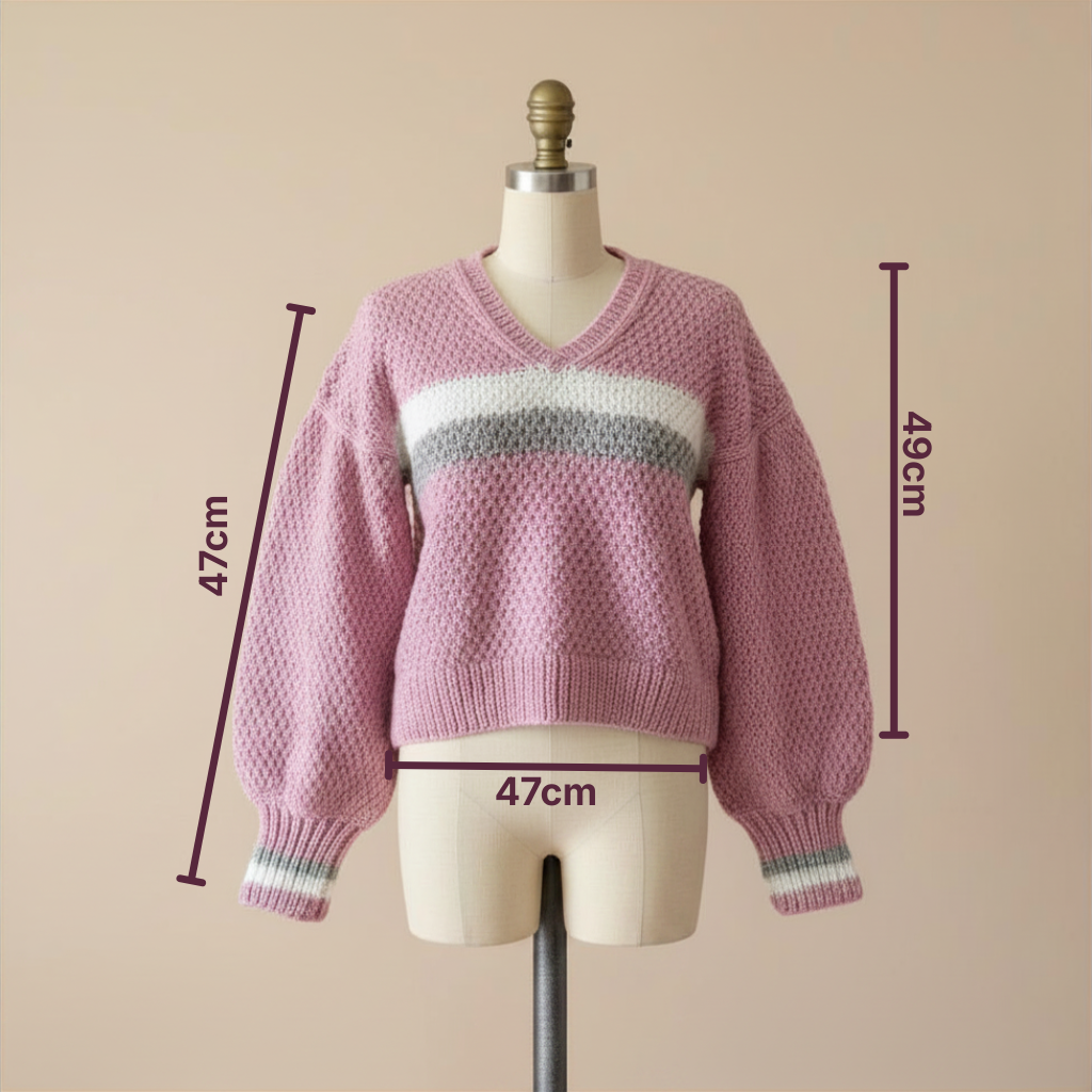 Suéter Crochet Cropped Cuello V Rosa