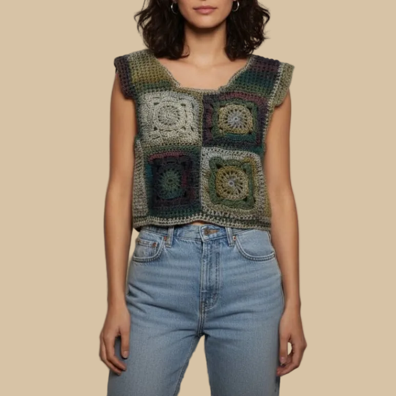 Blusa tejida a crochet diseño mandala de hilo