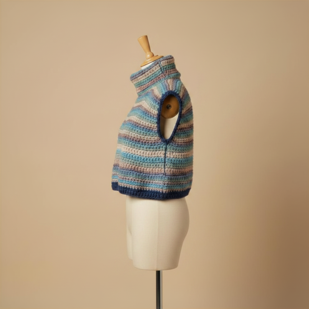 Poncho Crochet Arcoíris Cuello Alto
