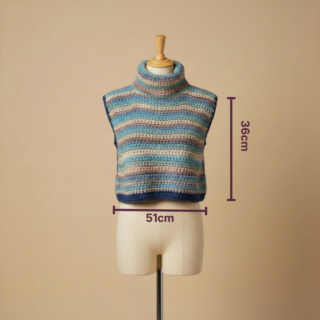 Poncho Crochet Arcoíris Cuello Alto