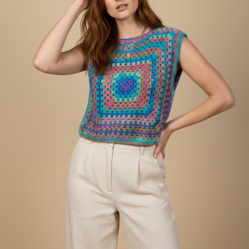 Chaleco Crochet Granny Square Multicolor