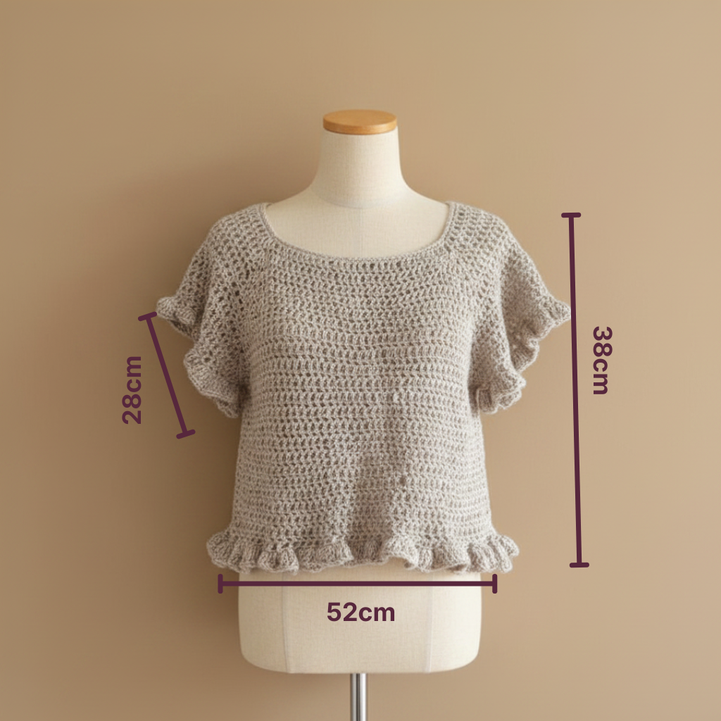 Blusa Crochet Beige con Volantes