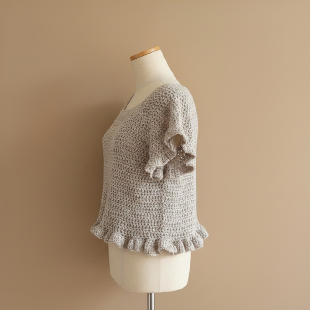 Blusa Crochet Beige con Volantes