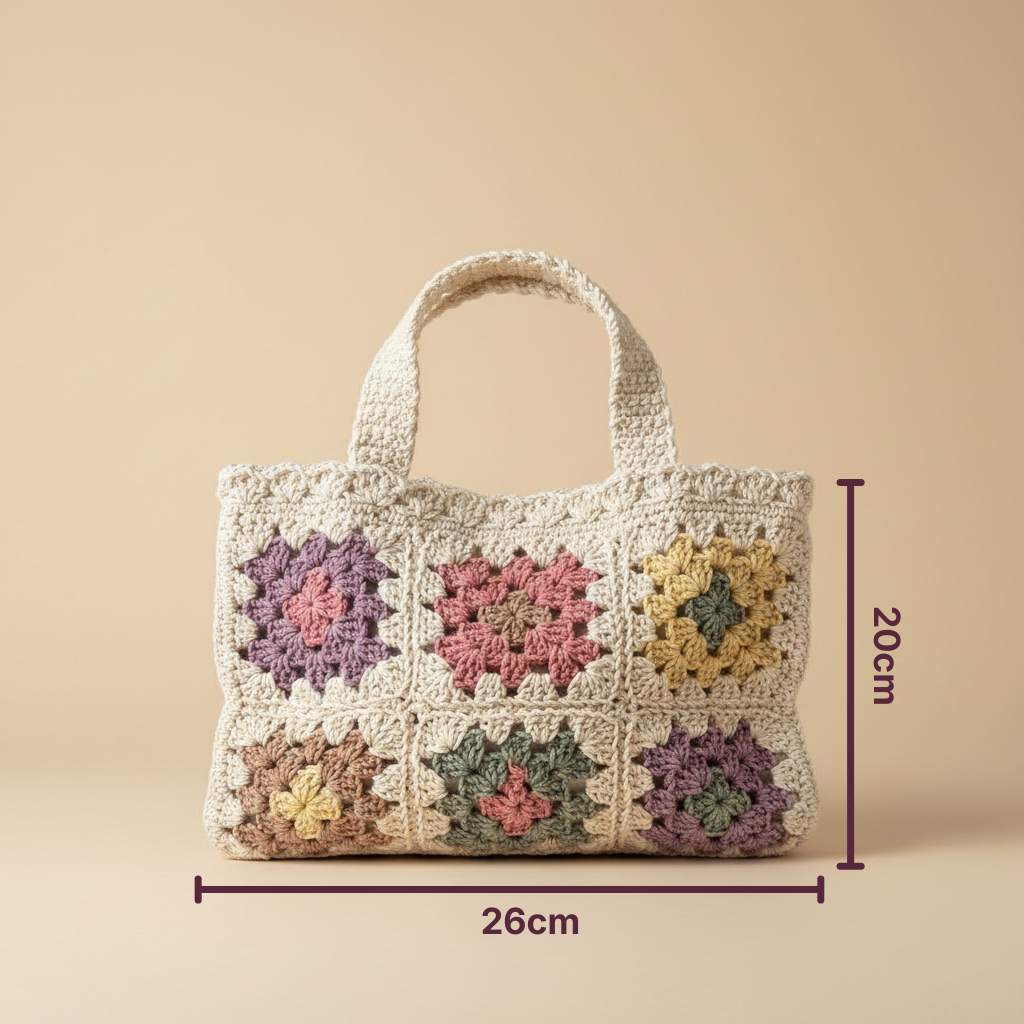 Bolso Crochet Granny Square Multicolor Pastel