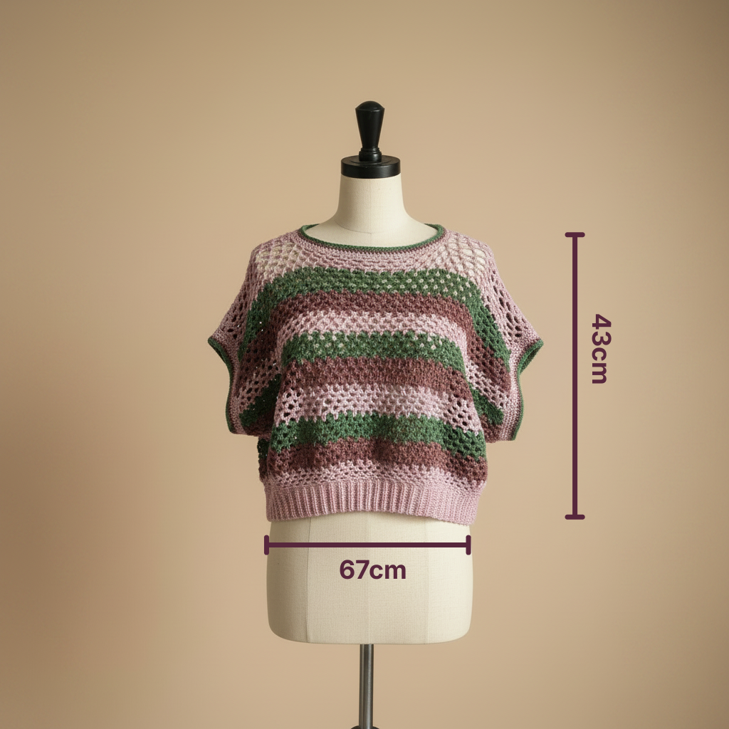Top Crochet Granny Tricolor Boho