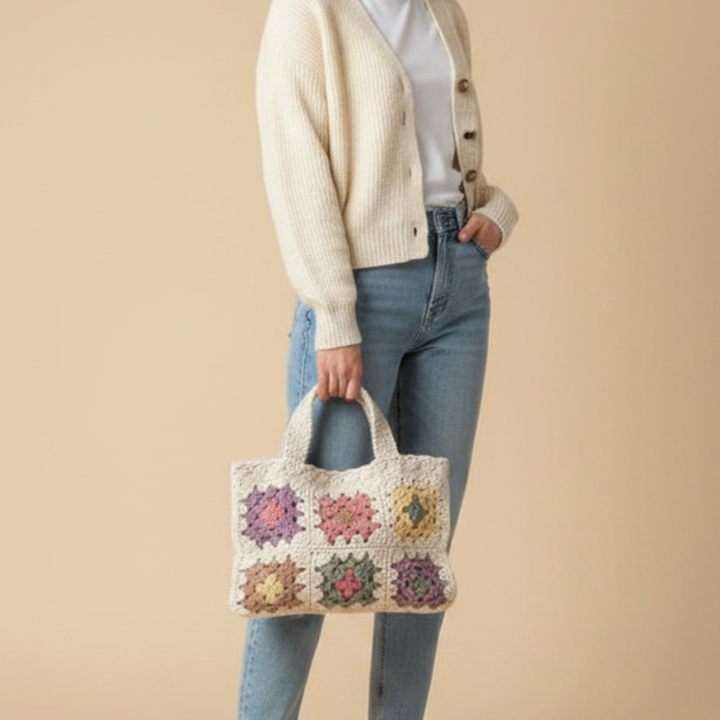 Bolso Crochet Granny Square Multicolor Pastel