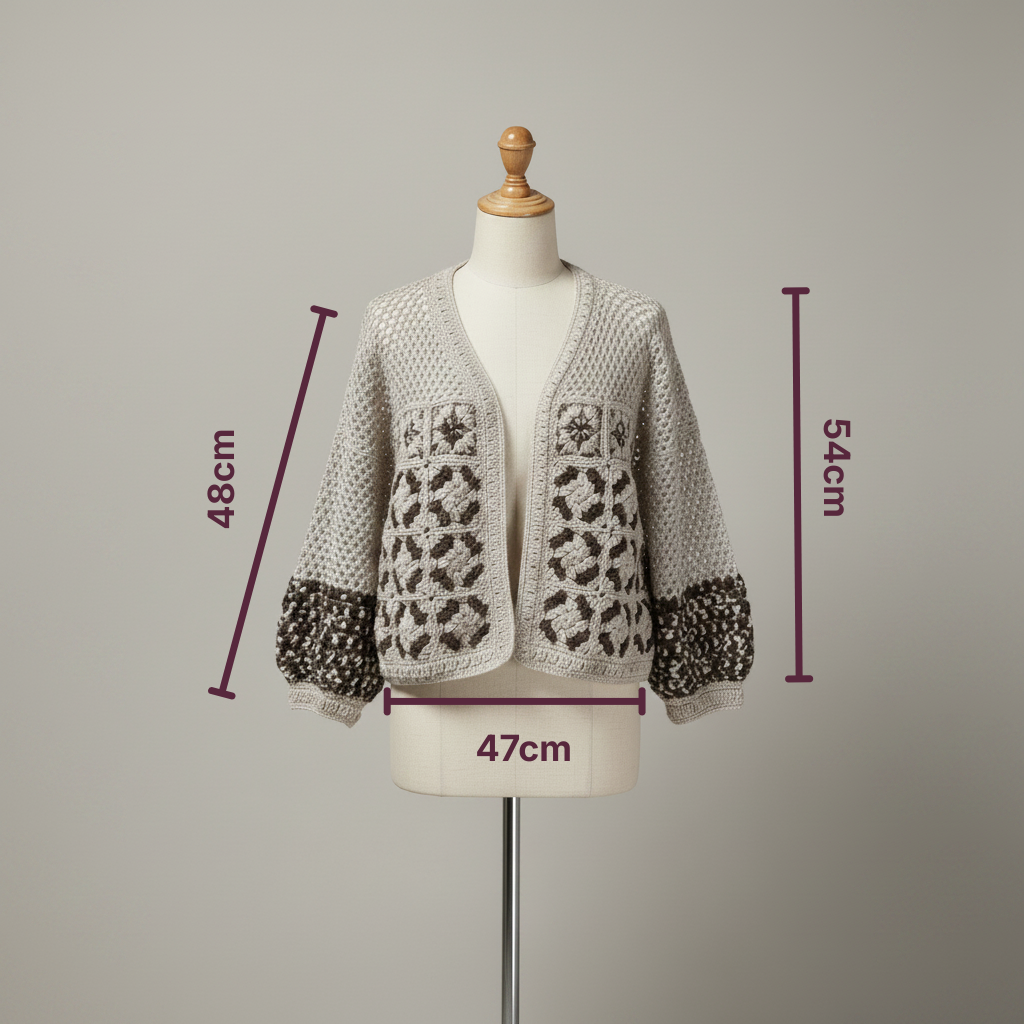 Chaqueta Crochet Beige Marrón Otoño