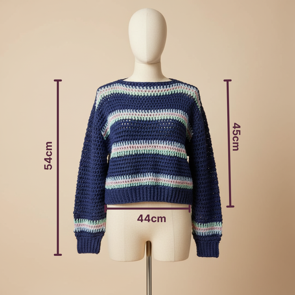 Suéter Crochet Cropped Rayas Multicolor