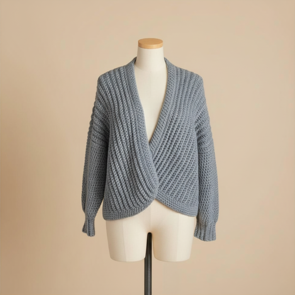 Chaqueta Crochet Kimono Gris