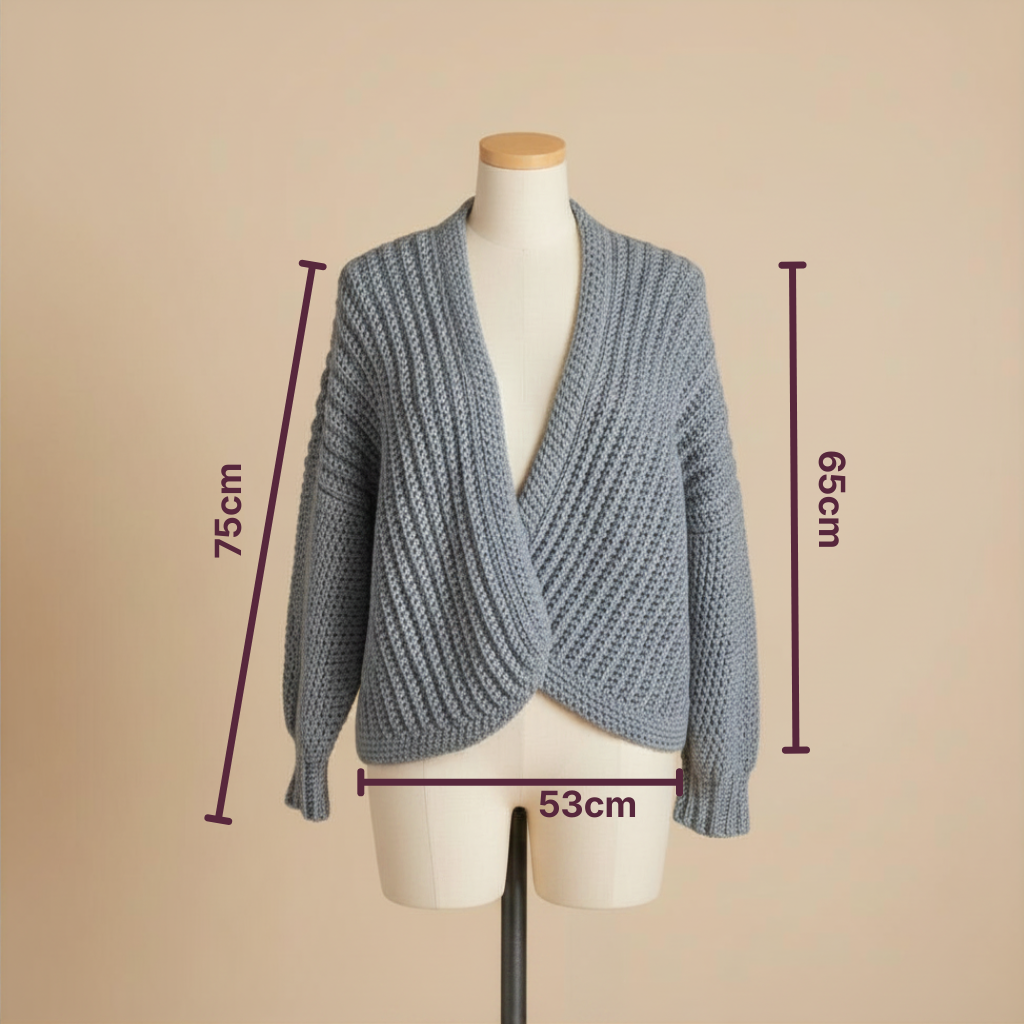 Chaqueta Crochet Kimono Gris
