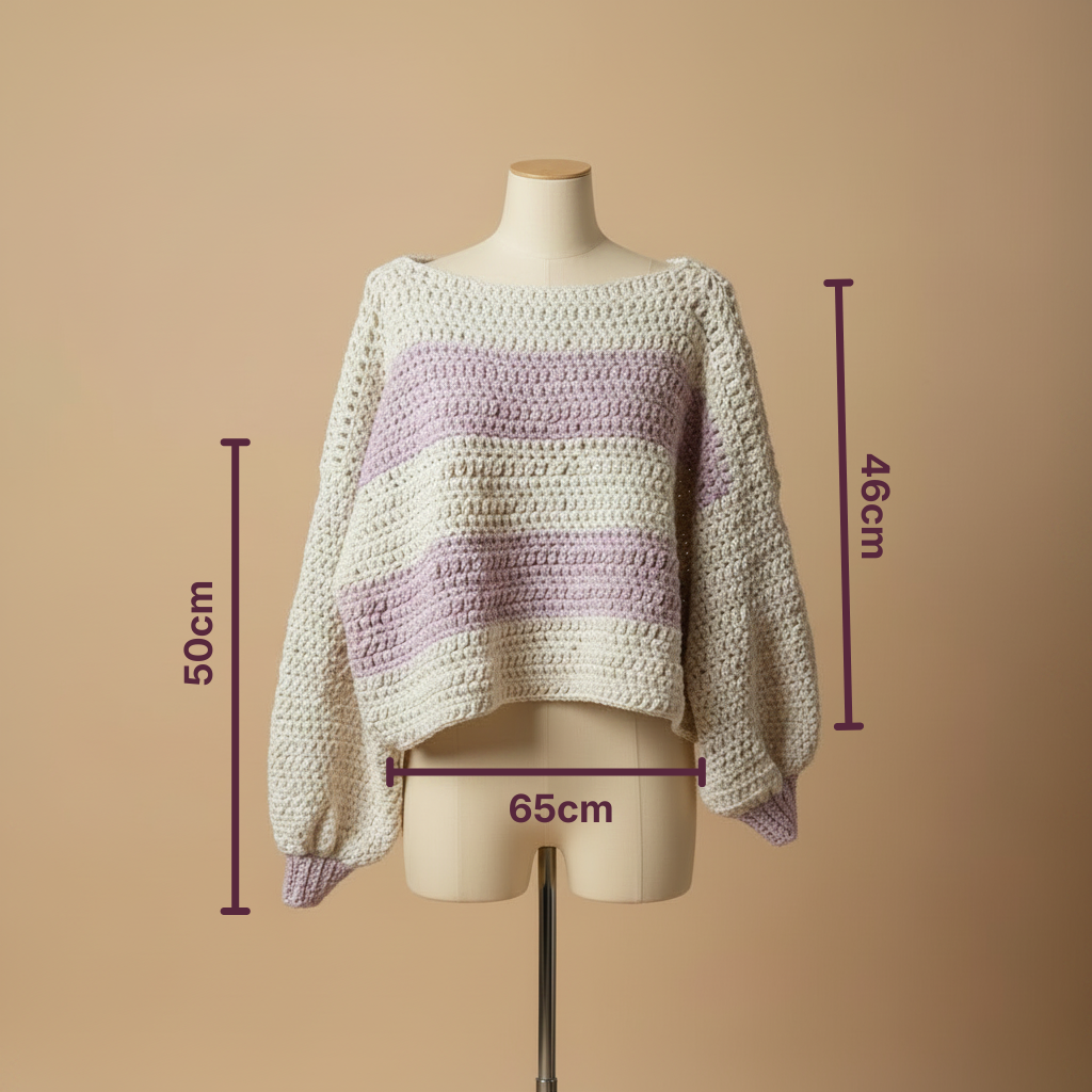 Jersey Crochet Oversized Beige Lavanda