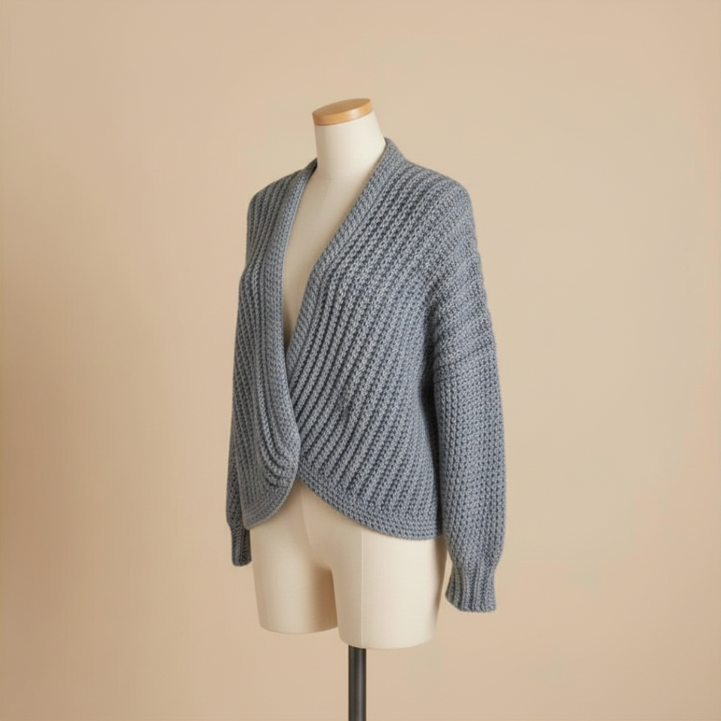 Chaqueta Crochet Kimono Gris