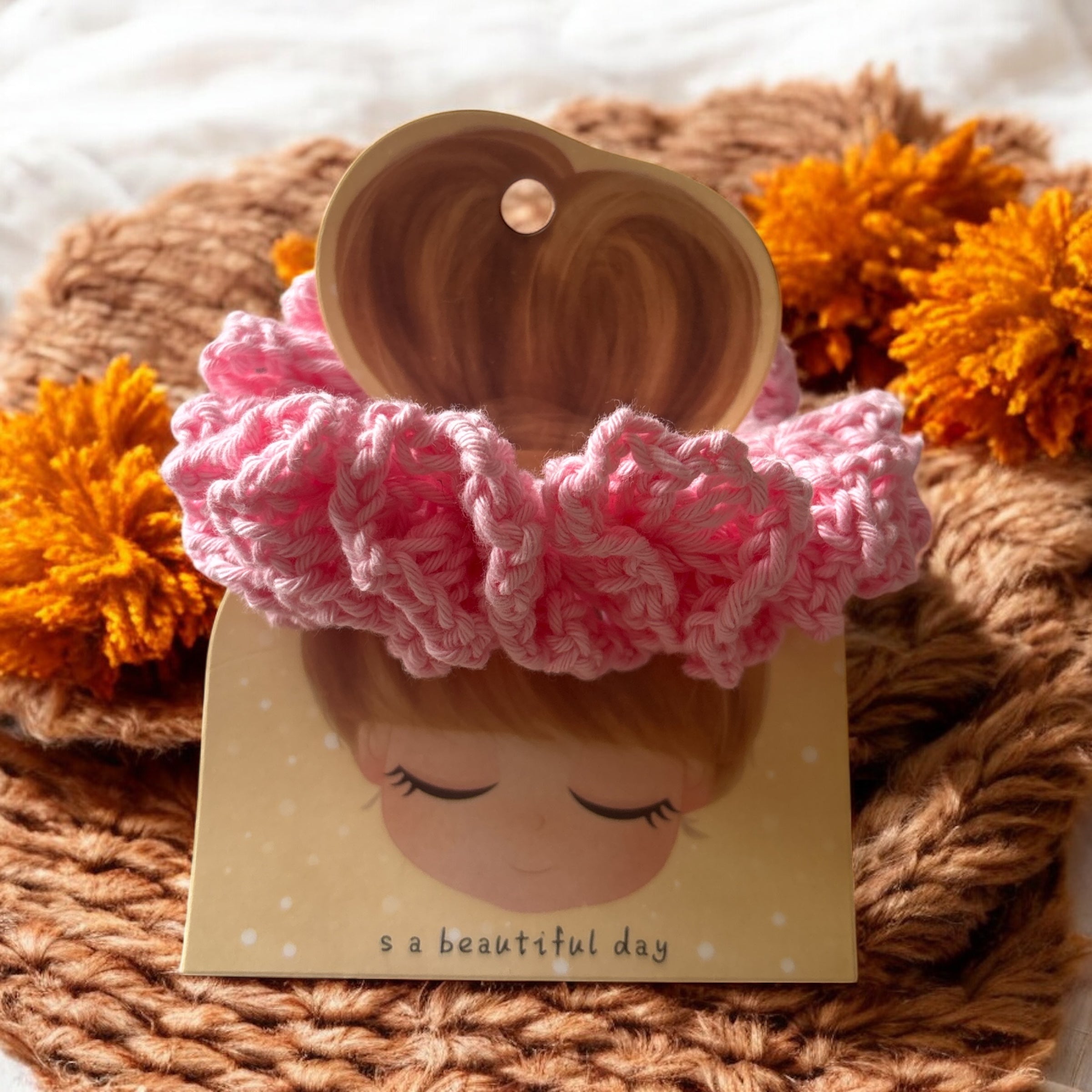 Coletero rosa en crochet – accesorio hecho a mano