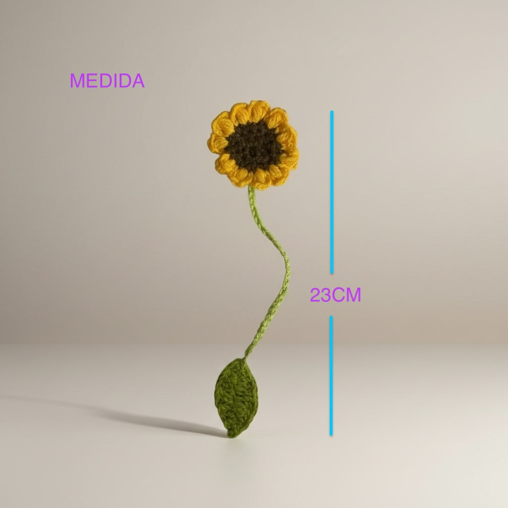 Marca Página tejido a crochet diseño Girasol