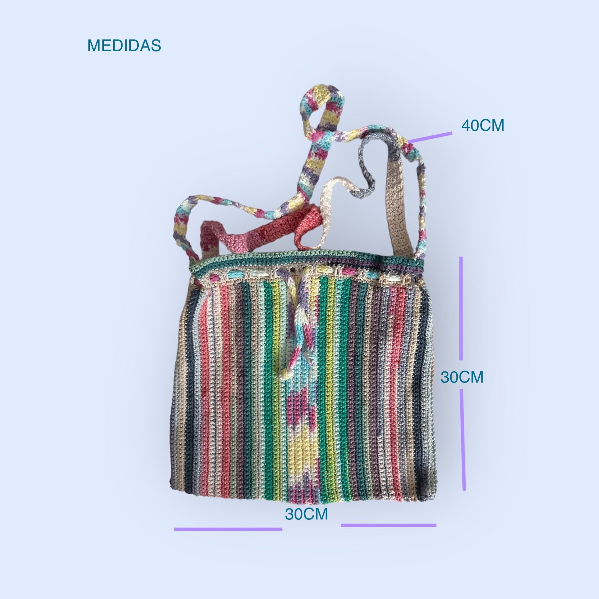 BOLSO DE HILO TEJIDO A CROCHET VARIEDAD DE COLOLRES