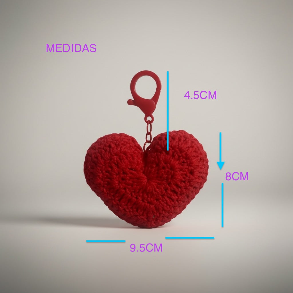 Llavero Crochet Corazón Rojo