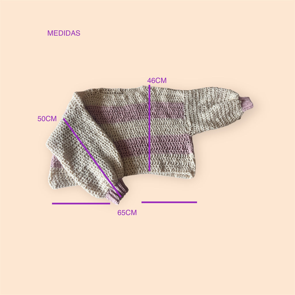 Jersey Crochet Oversized Beige Lavanda