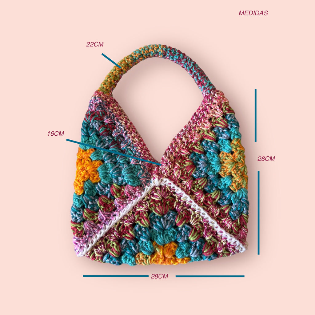 BOLSO DISEÑO GRANNY TEJIDO A CROCHET