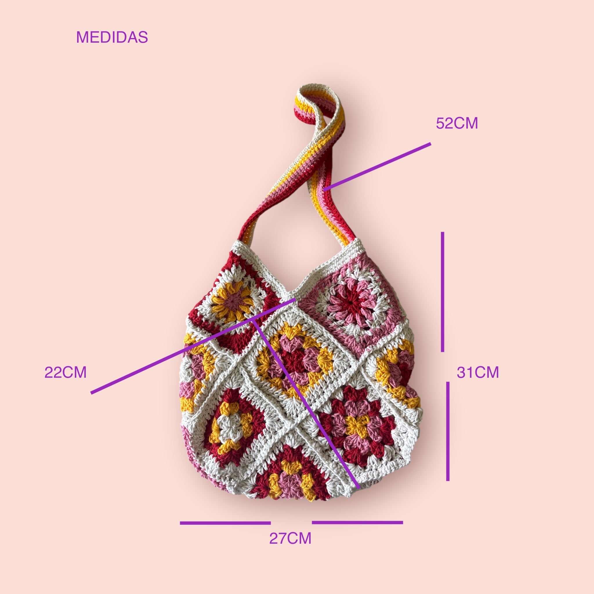 BOLSO DISEÑO GRANNY HECHO A MANO
