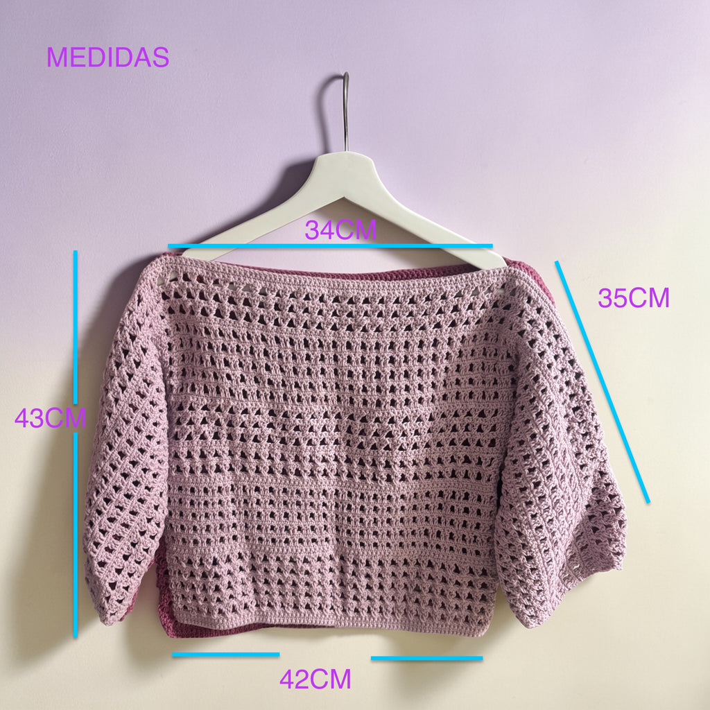 Jersey Crochet Calado Bicolor Boho