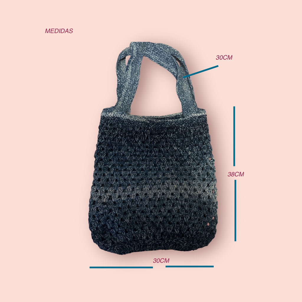 BOLSO TEJIDO ESTILO PUNTADA GRANNY HECHO A MANO