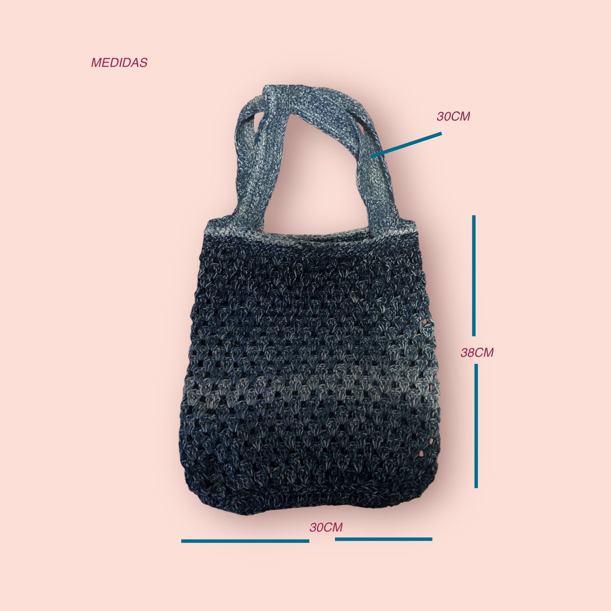 BOLSO TEJIDO ESTILO PUNTADA GRANNY HECHO A MANO