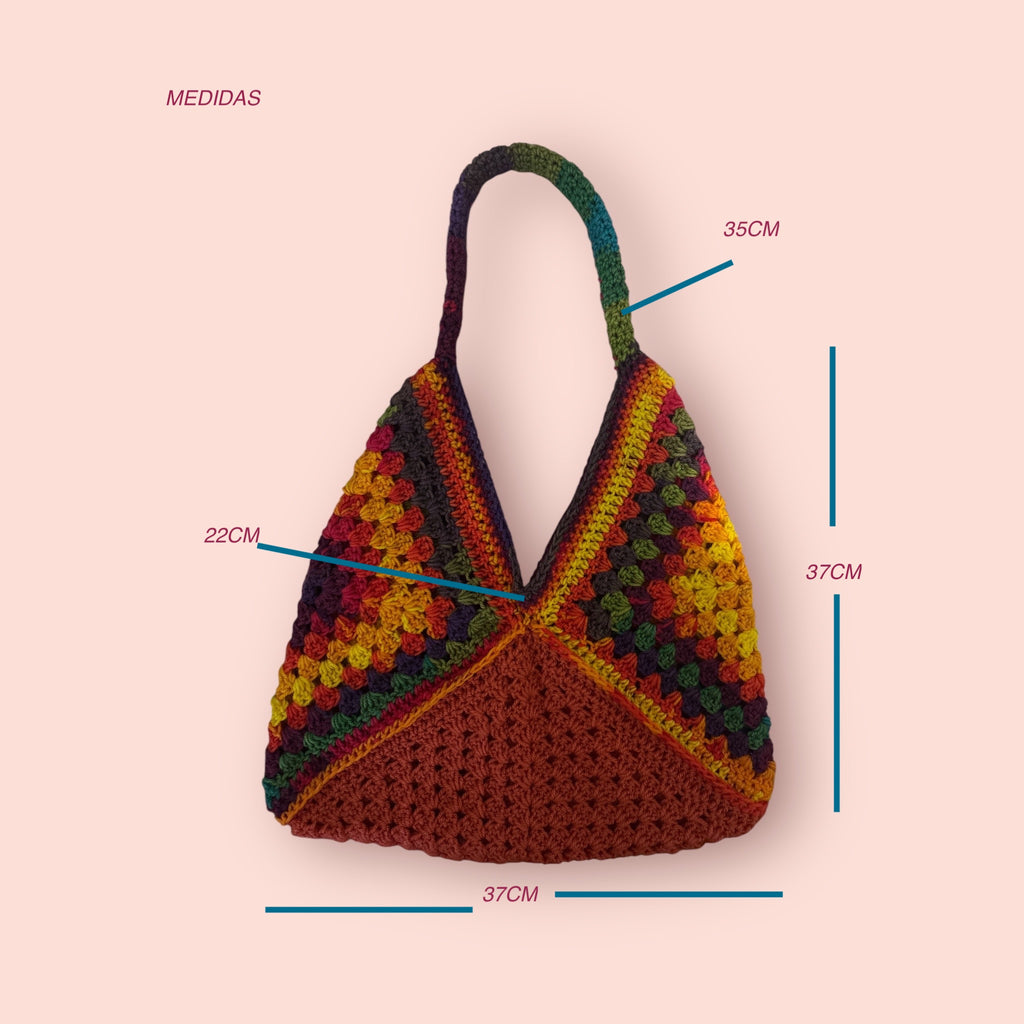 BOLSO DISEÑO GRANNY TEJIDO A CROCHET