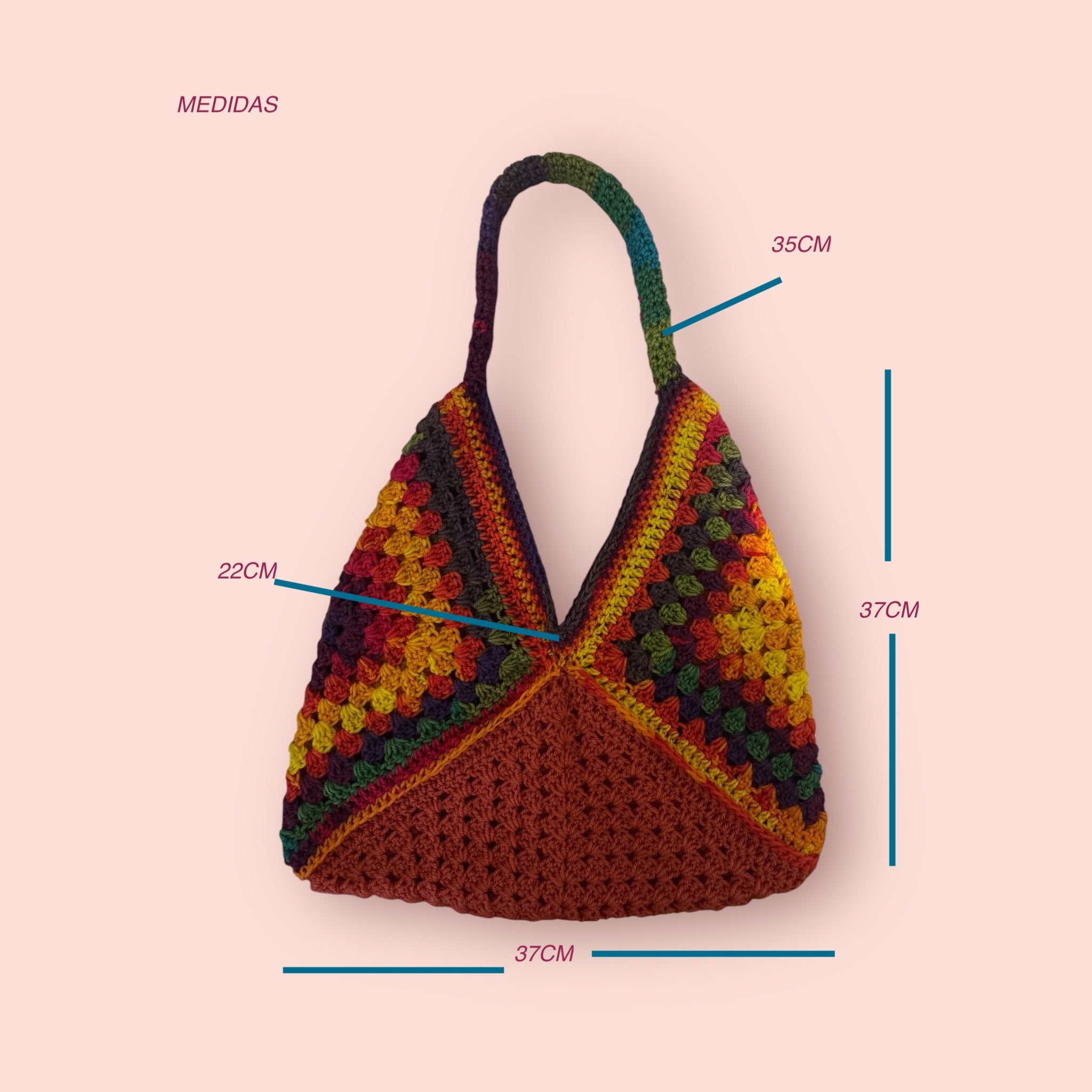 BOLSO DISEÑO GRANNY TEJIDO A CROCHET