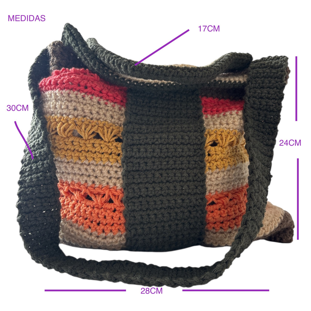 BOLSO TEJIDO A CROCHET DOBLE ASA