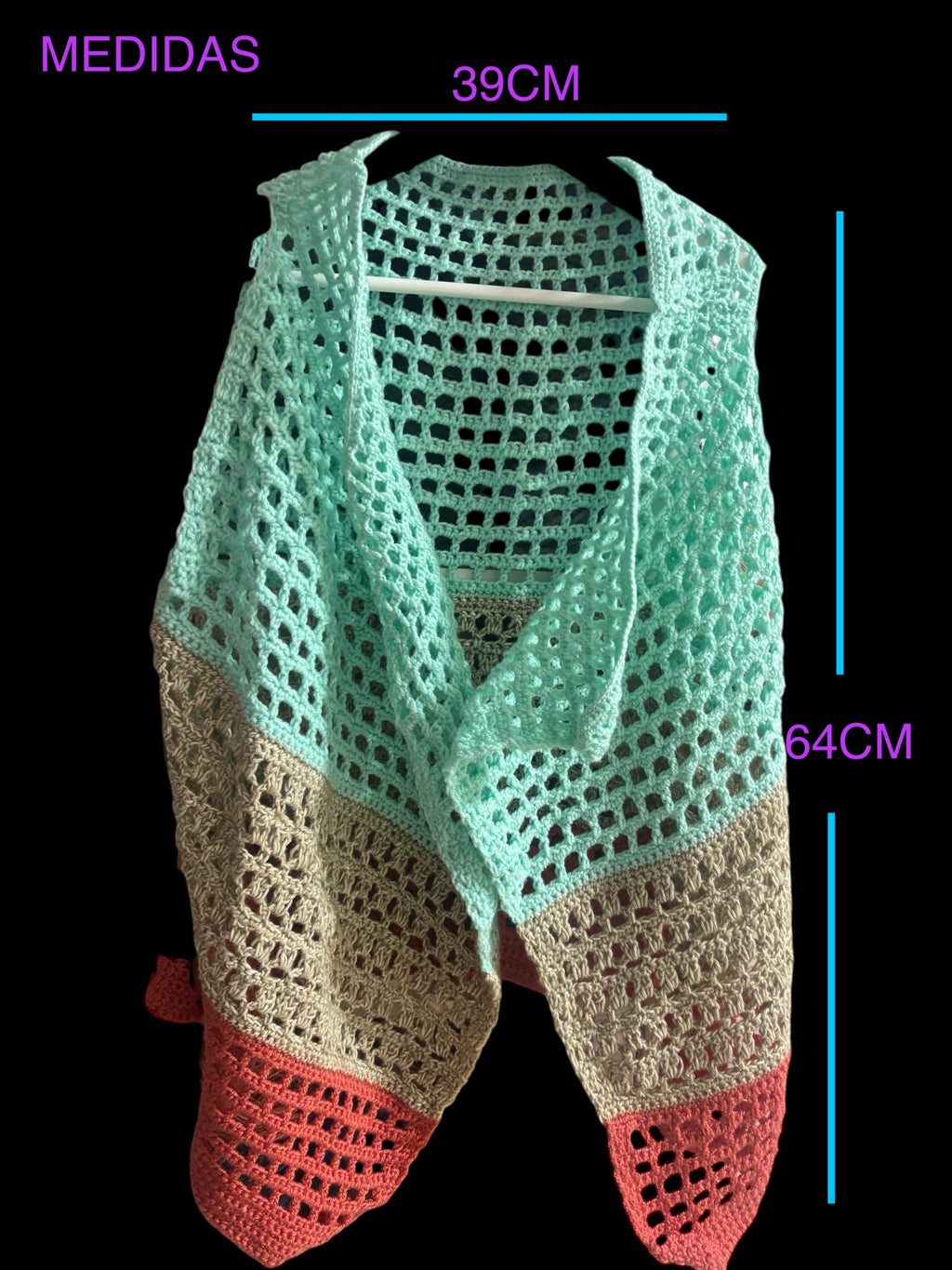 Chaleco Largo Crochet Tricolor